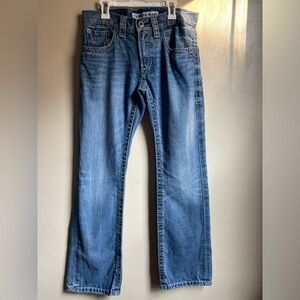 Men’s Y2K Express slim fit boot cut contrast stitching jeans size 28x30